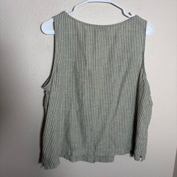 Wonderly Tank Top Women's XL Striped V-Neck Sleeveless Green Casual Shirt - Picture 4 of 8